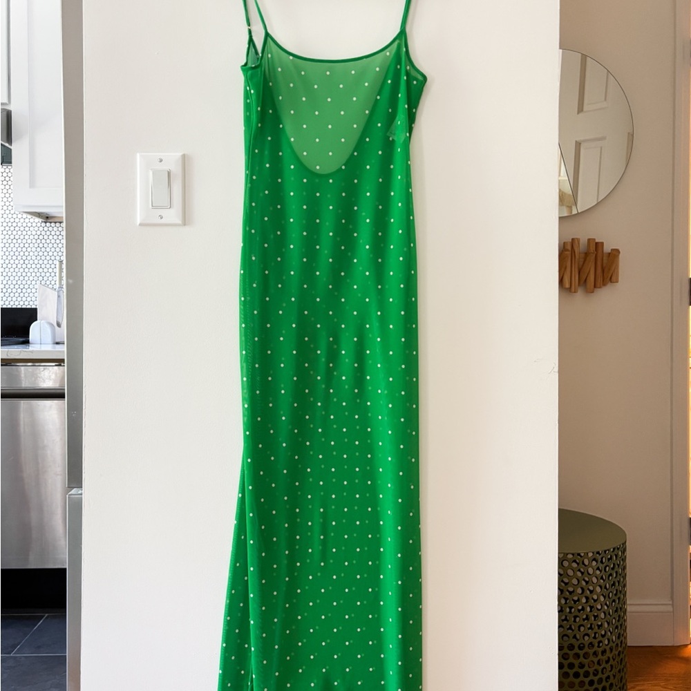 Green Polka Dot Slip Dress Swim Coverup